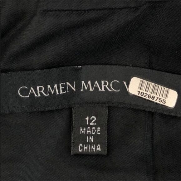 CARMEN MARC VALVO  Sleeveless black and silver abstract print Dress 12 - Picture 8 of 9